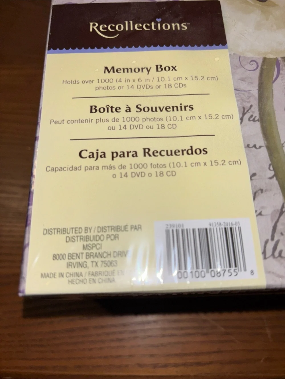 Recollections Lavender Floral Memory Box - Cream & Purple